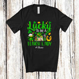 MacnyStore - Personalized Custom Name Lucky To Be A Lunch Lady; Awesome St. Patrick's Day Shamrocks T-Shirt