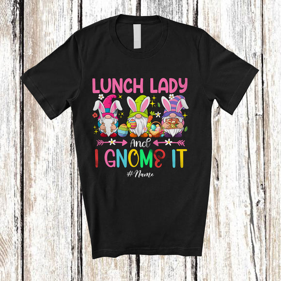 MacnyStore - Personalized Custom Name Lunch Lady And I Gnomes It; Awesome Easter Egg Three Gnomes; Jobs T-Shirt