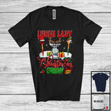 MacnyStore - Personalized Custom Name Lunch Lady Christmas Crew; Cheerful Plaid X-mas Pajama; Jobs T-Shirt