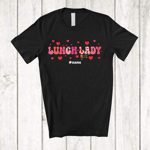 MacnyStore - Personalized Custom Name Lunch Lady; Amazing Valentine Plaid Hearts; Lunch Lady Jobs T-Shirt