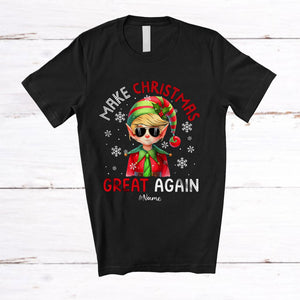 MacnyStore - Personalized Custom Name Make Christmas Great Again; Amusing Elf Trump Back 2024; Family T-Shirt