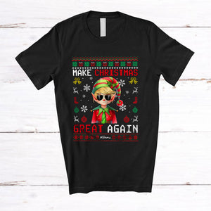 MacnyStore - Personalized Custom Name Make Christmas Great Again; Amusing Elf Trump Back 2024; Sweater T-Shirt