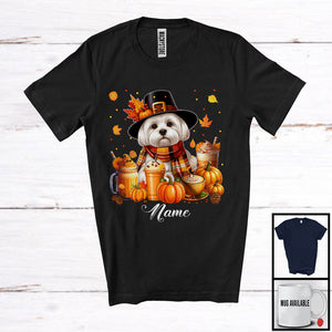 MacnyStore - Personalized Custom Name Maltese Coffee Smoothie, Lovely Thanksgiving Pumpkin Drinks T-Shirt