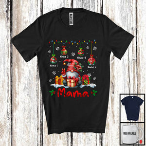 MacnyStore - Personalized Custom Name Mama; Adorable Christmas Lights Ornaments Gnomes; Family T-Shirt