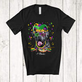 MacnyStore - Personalized Custom Name Mardi Gras Mask Cane Corso Face; Joyful Parades Jester Hat Beads T-Shirt