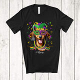 MacnyStore - Personalized Custom Name Mardi Gras Mask Dachshund Face; Joyful Parades Jester Hat Beads T-Shirt