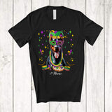 MacnyStore - Personalized Custom Name Mardi Gras Mask Dobermanns Face; Joyful Parades Jester Hat Beads T-Shirt