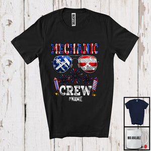 MacnyStore - Personalized Custom Name Mechanic Crew, Joyful 4th Of July USA Sunglasses, Careers Patriotic T-Shirt