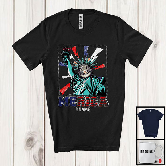 MacnyStore - Personalized Custom Name Merica, Humorous 4th Of July Liberty Chinchilla, Wild Animal Patriotic T-Shirt