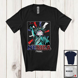 MacnyStore - Personalized Custom Name Merica, Humorous 4th Of July Liberty Unicorn Lover, Unicorn Patriotic T-Shirt