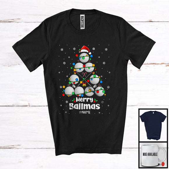 MacnyStore - Personalized Custom Name Merry Ballmas; Joyful Santa Golf Christmas Tree; Sport Player Team T-Shirt