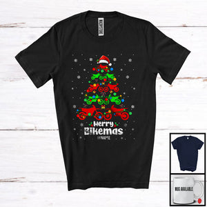 MacnyStore - Personalized Custom Name Merry Bikemas; Joyful Santa Dirt Bike Christmas Tree; Dirt Bike Biker T-Shirt