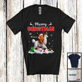 MacnyStore - Personalized Custom Name Merry Christmas; Lovely X-mas Gingerbread Riding Llama Animal T-Shirt