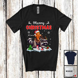 MacnyStore - Personalized Custom Name Merry Christmas; Lovely X-mas Gingerbread Riding Raccoon Animal T-Shirt