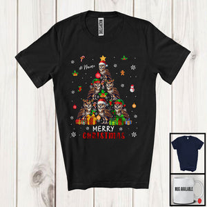 MacnyStore - Personalized Custom Name Merry Christmas; Lovely X-mas Tree Owl Snowing Around; Bird Animal T-Shirt