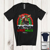 MacnyStore - Personalized Custom Name Merry Christmoose; Awesome Christmas Santa Moose; Rainbow Snowing T-Shirt