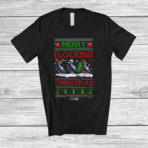 MacnyStore - Personalized Custom Name Merry Flocking; Wonderful Christmas Sweater Three Pigeon; Bird T-Shirt