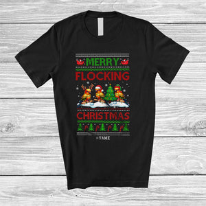 MacnyStore - Personalized Custom Name Merry Flocking; Wonderful Christmas Sweater Three Sun%C2%A0Conure; Bird T-Shirt