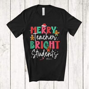 MacnyStore - Personalized Custom Name Merry Teacher Bright Students; Amazing Christmas Gingerbread; Family T-Shirt