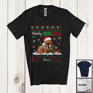 MacnyStore - Personalized Custom Name Merry Walmas; Adorable Christmas Plaid Santa Walrus; Animal Lover T-Shirt