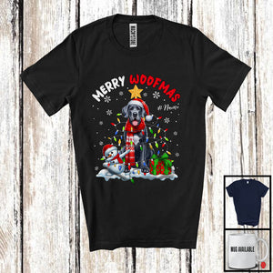 MacnyStore - Personalized Custom Name Merry Woofmas; Lovely Christmas Lights Santa Great Dane; Snowman T-Shirt