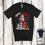 MacnyStore - Personalized Custom Name Merry Woofmas; Lovely Christmas Lights Santa Husky; Snowman T-Shirt