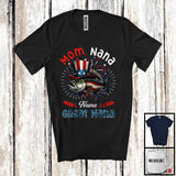 MacnyStore - Personalized Custom Name Mom Nana Great Nana, Amazing 4th Of July Bass Fish Family Group T-Shirt