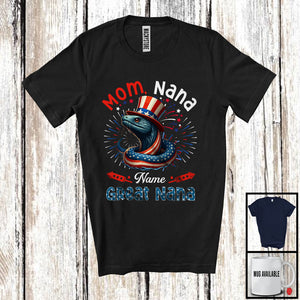 MacnyStore - Personalized Custom Name Mom Nana Great Nana, Amazing 4th Of July Eel Family Group T-Shirt