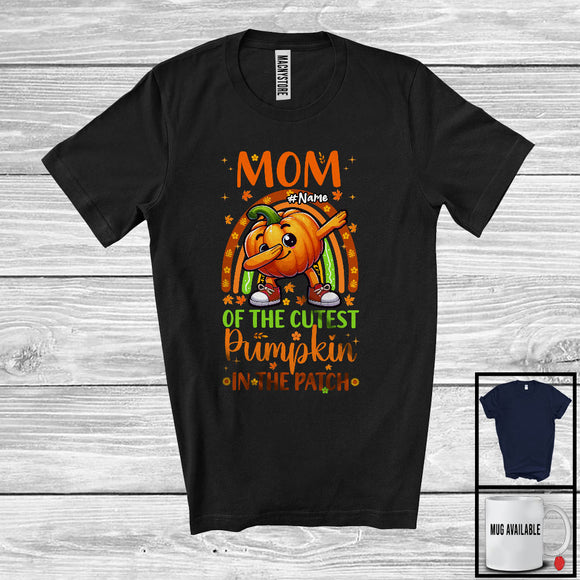 MacnyStore - Personalized Custom Name Mom Of Cutest Pumpkin; Lovely Thanksgiving Dabbing Rainbow Family T-Shirt