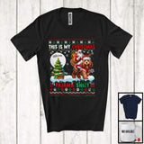 MacnyStore - Personalized Custom Name My Christmas Pajama Shirt; Lovely Sweater Santa Riding Cockapoo T-Shirt