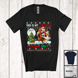 MacnyStore - Personalized Custom Name My Christmas Pajama Shirt; Lovely Sweater Santa Riding Shelties T-Shirt