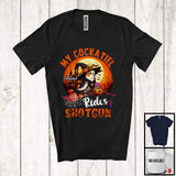 MacnyStore - Personalized Custom Name My Cockatiel Rides Shotgun, Humorous Halloween Witch Bird Lover T-Shirt