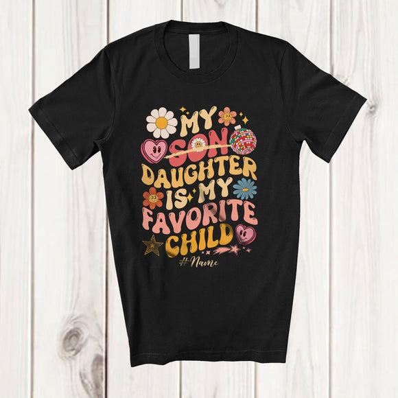 MacnyStore - Personalized Custom Name My Daughter Is My Favorite Child; Lovely Mother's Day Father's Day Groovy T-Shirt