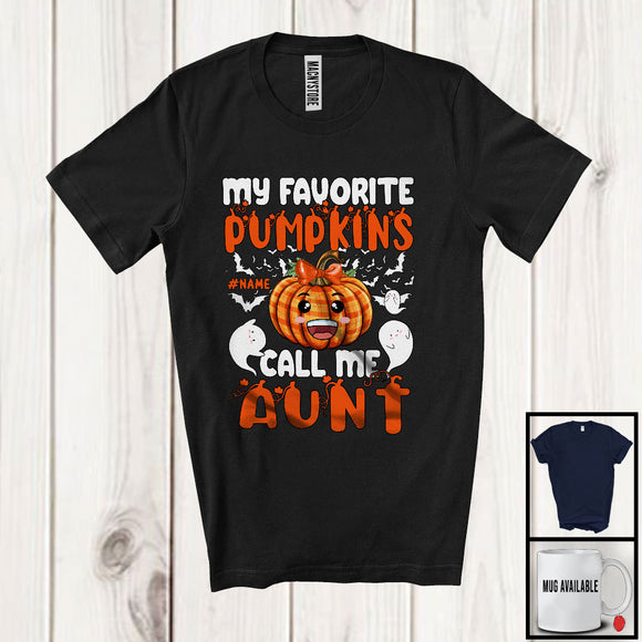 MacnyStore - Personalized Custom Name My Favorite Pumpkins Call Me Aunt; Lovely Halloween Plaid Family T-Shirt