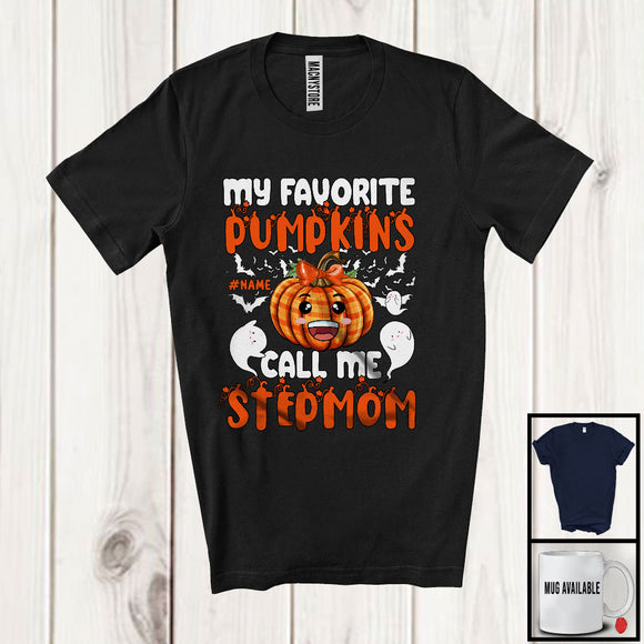MacnyStore - Personalized Custom Name My Favorite Pumpkins Call Me Stepmom; Lovely Halloween Plaid Family T-Shirt