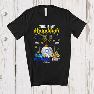 MacnyStore - Personalized Custom Name My Hanukkah Pajama Shirt; Joyful Custom Name Golf Ball Player T-Shirt