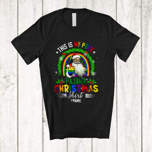 MacnyStore - Personalized Custom Name My Pride Pajama Christmas Shirt; Amazing LGBTQ Gay Santa; Rainbow T-Shirt