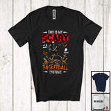 MacnyStore - Personalized Custom Name My Scary Basketball Costume; Creepy Halloween Skeleton Playing Sport T-Shirt