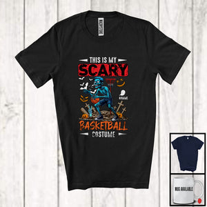 MacnyStore - Personalized Custom Name My Scary Basketball Costume; Creepy Halloween Zombie Playing Sport T-Shirt