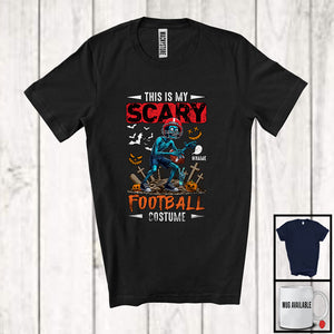 MacnyStore - Personalized Custom Name My Scary Football Costume; Creepy Halloween Zombie Playing Sport T-Shirt