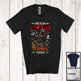 MacnyStore - Personalized Custom Name My Scary Tennis Costume; Creepy Halloween Skeleton Playing Sport T-Shirt