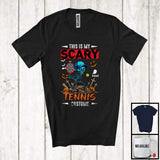 MacnyStore - Personalized Custom Name My Scary Tennis Costume; Creepy Halloween Zombie Playing Sport T-Shirt