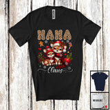 MacnyStore - Personalized Custom Name Nana Claus; Adorable Christmas Leopard Plaid Reindeer; Family T-Shirt