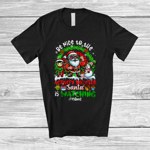 MacnyStore - Personalized Custom Name Nice To The Activity Director; Cheerful Christmas Jobs Santa Elf; Rainbow T-Shirt