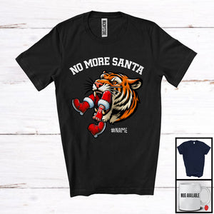 MacnyStore - Personalized Custom Name No More Santa; Sarcastic Christmas Tiger Eating Santa; Family T-Shirt