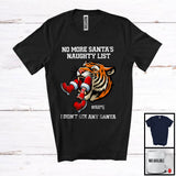 MacnyStore - Personalized Custom Name No More Santa's Naughty List; Sarcastic Christmas Tiger Eating Santa T-Shirt