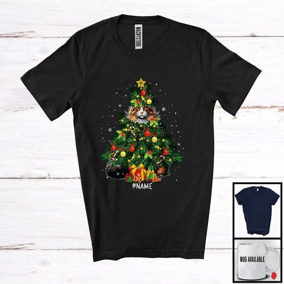 MacnyStore - Personalized Custom Name Norwegian Forest Cat Christmas Tree Cosplay; Joyful Family; Snowing T-Shirt