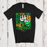 MacnyStore - Personalized Custom Name Not Irish But Kiss Me Anyway; Joyful St. Patrick's Day Lips; Groovy T-Shirt