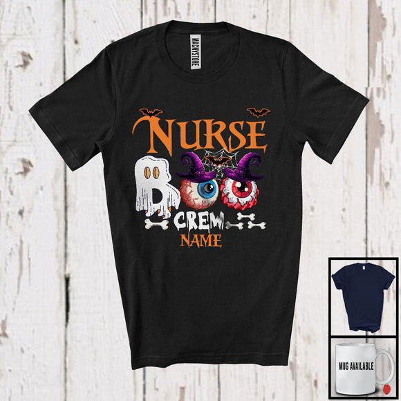 MacnyStore - Personalized Custom Name Nurse Boo Crew, Horror Halloween Ghost Witch Zombie Eyes, Careers T-Shirt