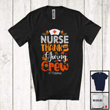 MacnyStore - Personalized Custom Name Nurse Thanksgiving Crew; Lovely Autumn Leaves Pumpkin T-Shirt